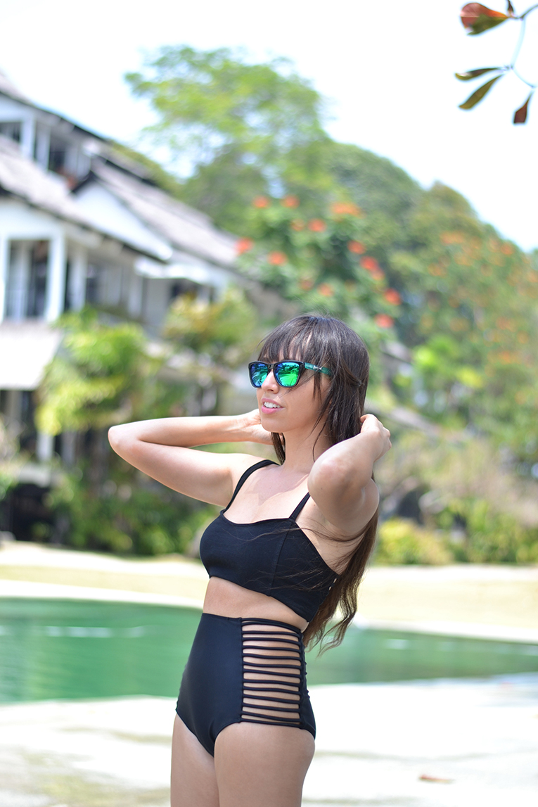 Strappy High Waist Bikini and kameleonz mirror sunglasses. Swimwear in Batam, Indonesia