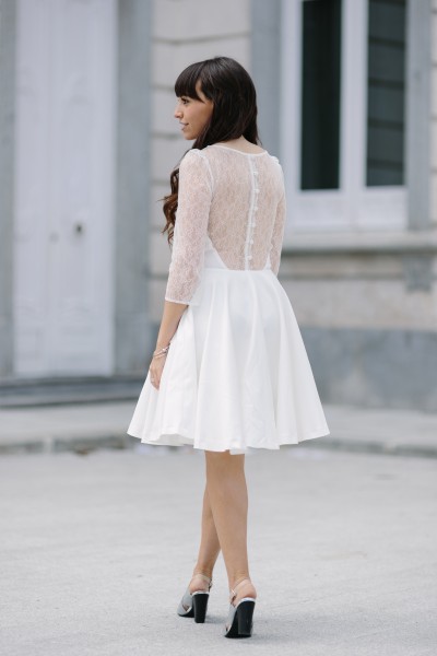 Short white Wedding Dress, street-style, ceremony outfit, la redoute