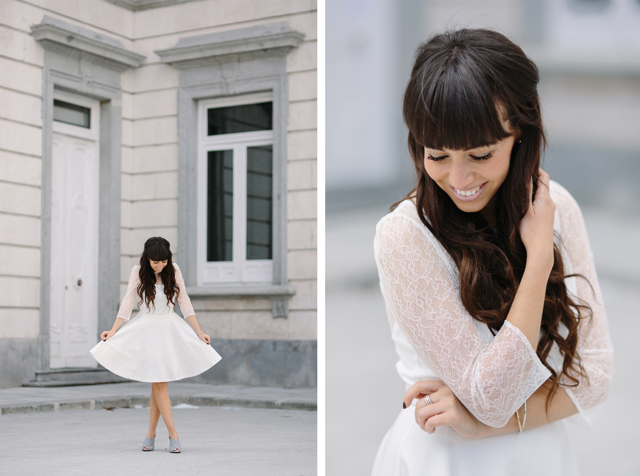 Short white Wedding Dress, street-style, ceremony outfit, la redoute