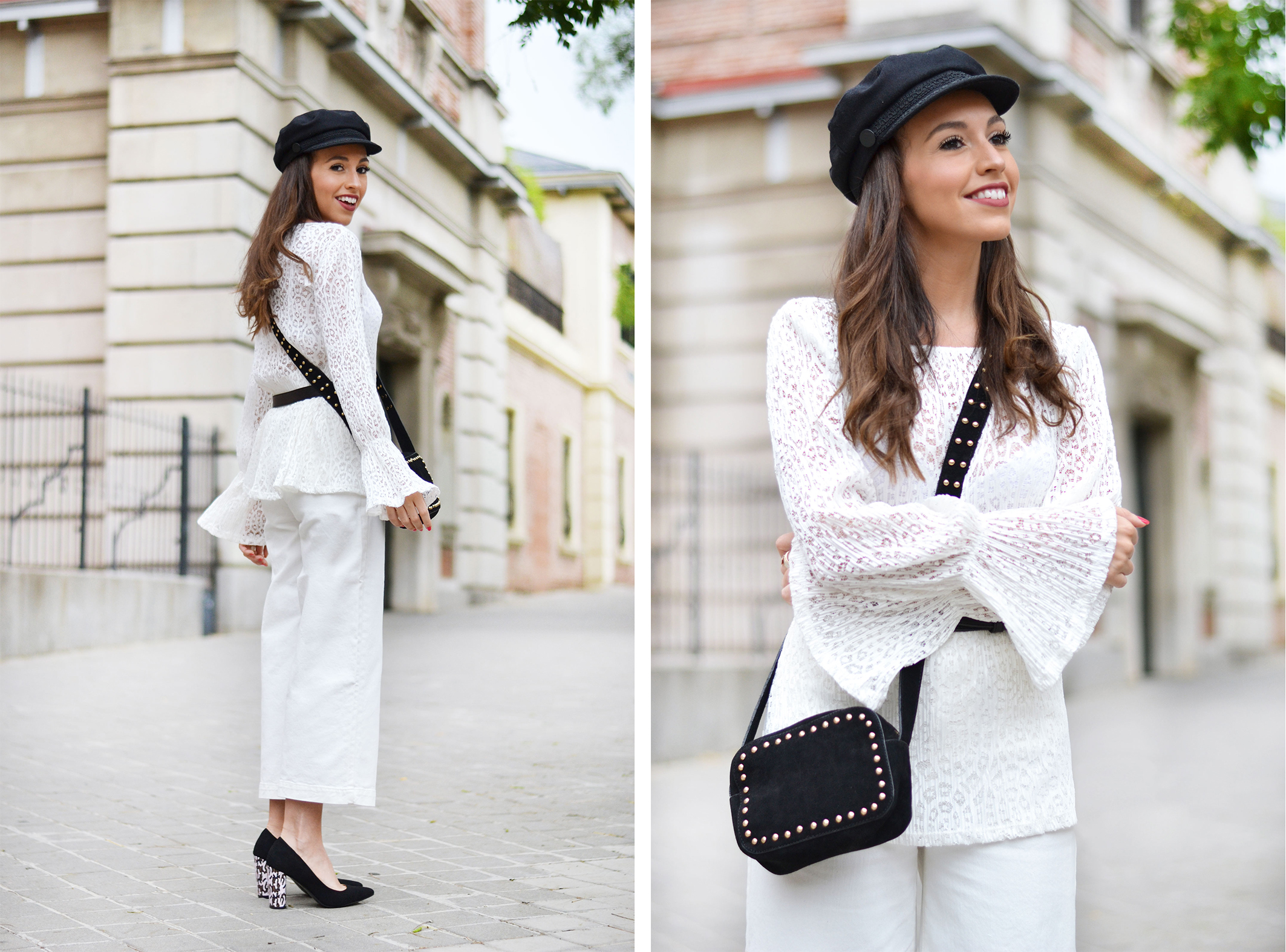 Back to the office outfit, black and white, street style, total white, la redoute