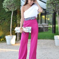 Summer wedding, wedding outfit, ceremony street style, palazzo pants, flower belt,