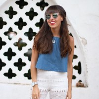 crochet pants, denim-top, summer outfit, street style, christian dior sunglasses so real